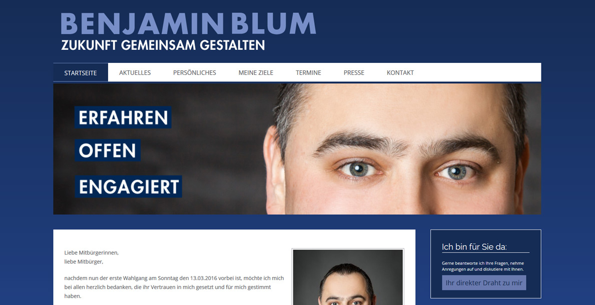 Benjamin Blum | Kandidat für das Bürgermeisteramt der G Steinen