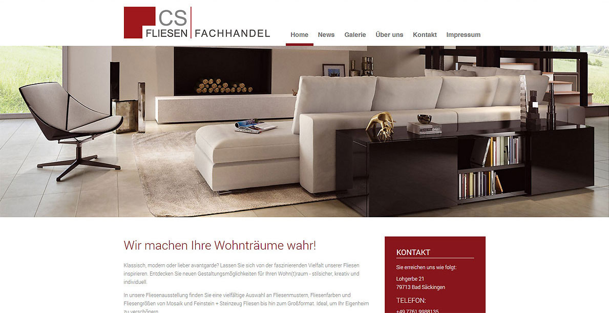 CS Fliesen | Fliesenfachhandel | Bad Säckingen | Neue Webseite online